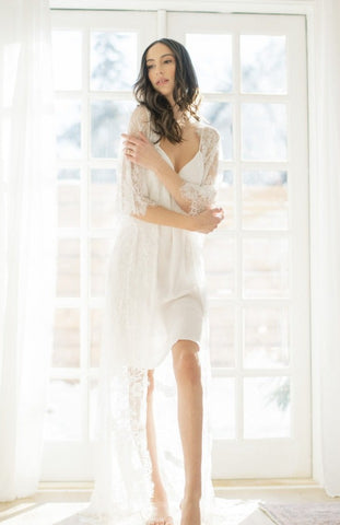 long white lace bridal robe in Toronto