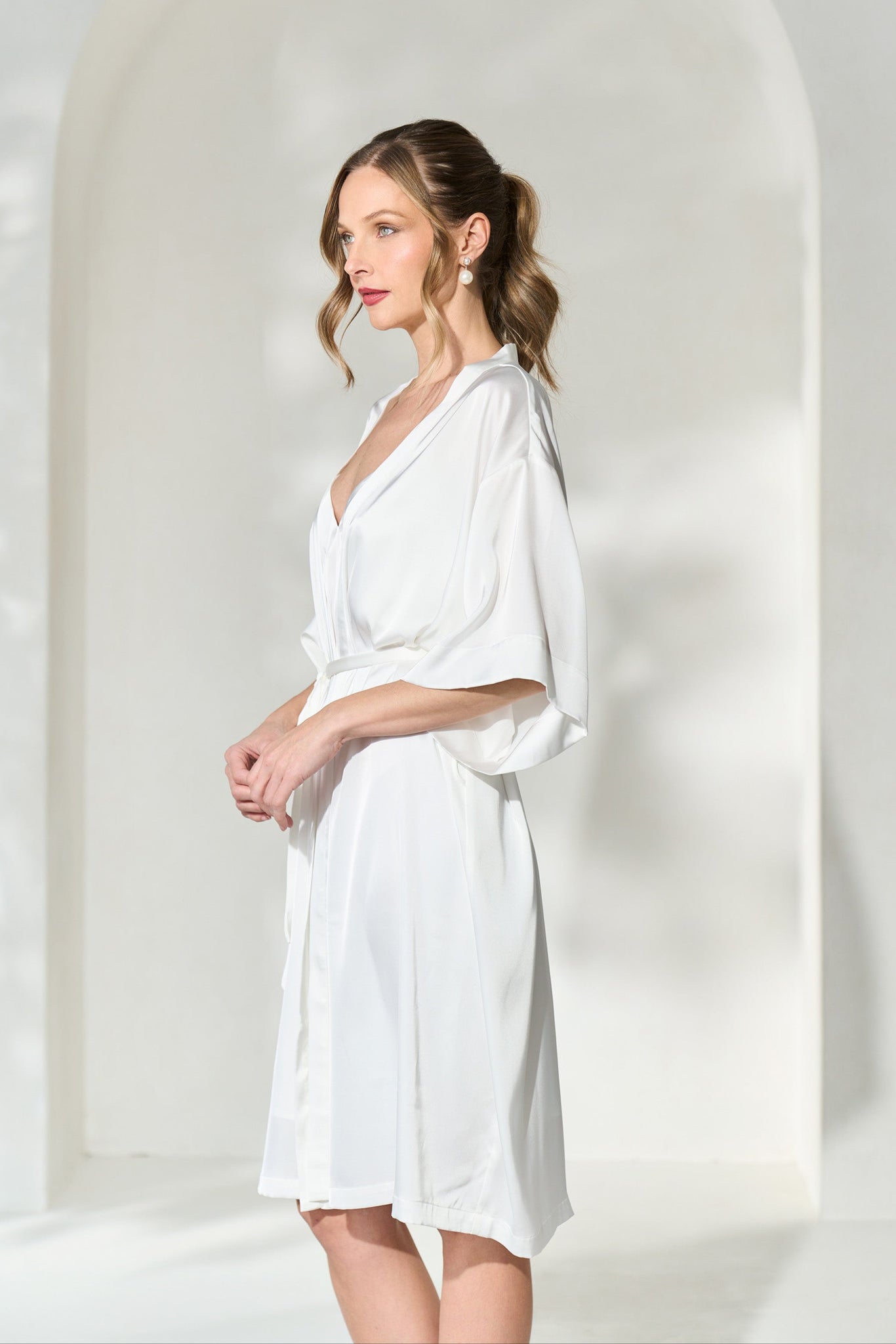 simple white bridal robe in toronto