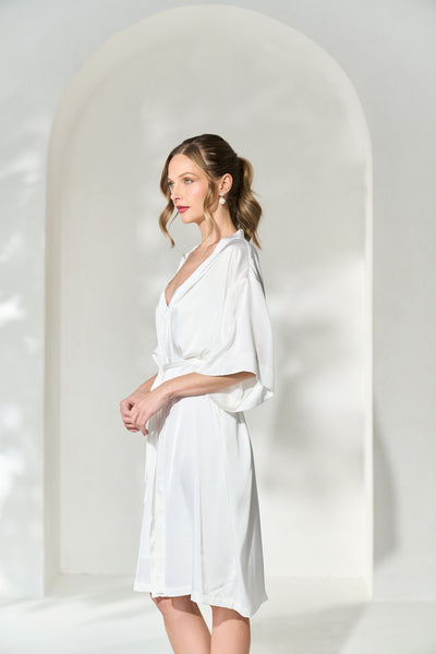 simple white bridal robe in toronto