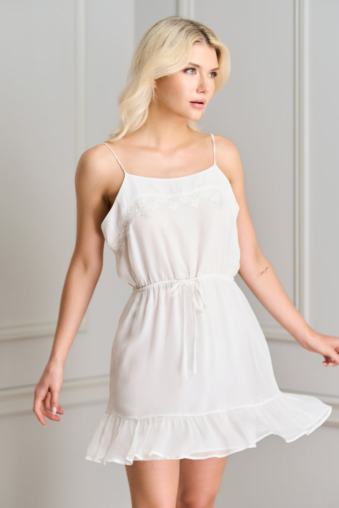 new and trending getting-ready dress for brides with ruffle and lace trim