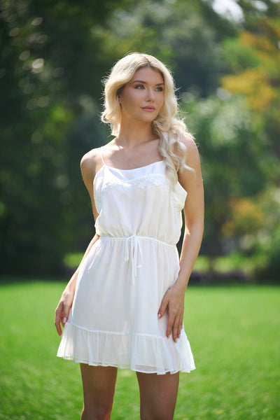 short wide bridal mini dress for wedding day getting ready