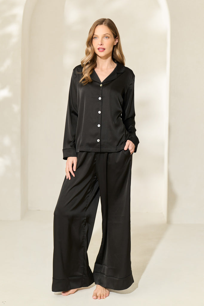 HOT Pajama Pants Black Silk Pj Set Black Silk Pajamas Family Set