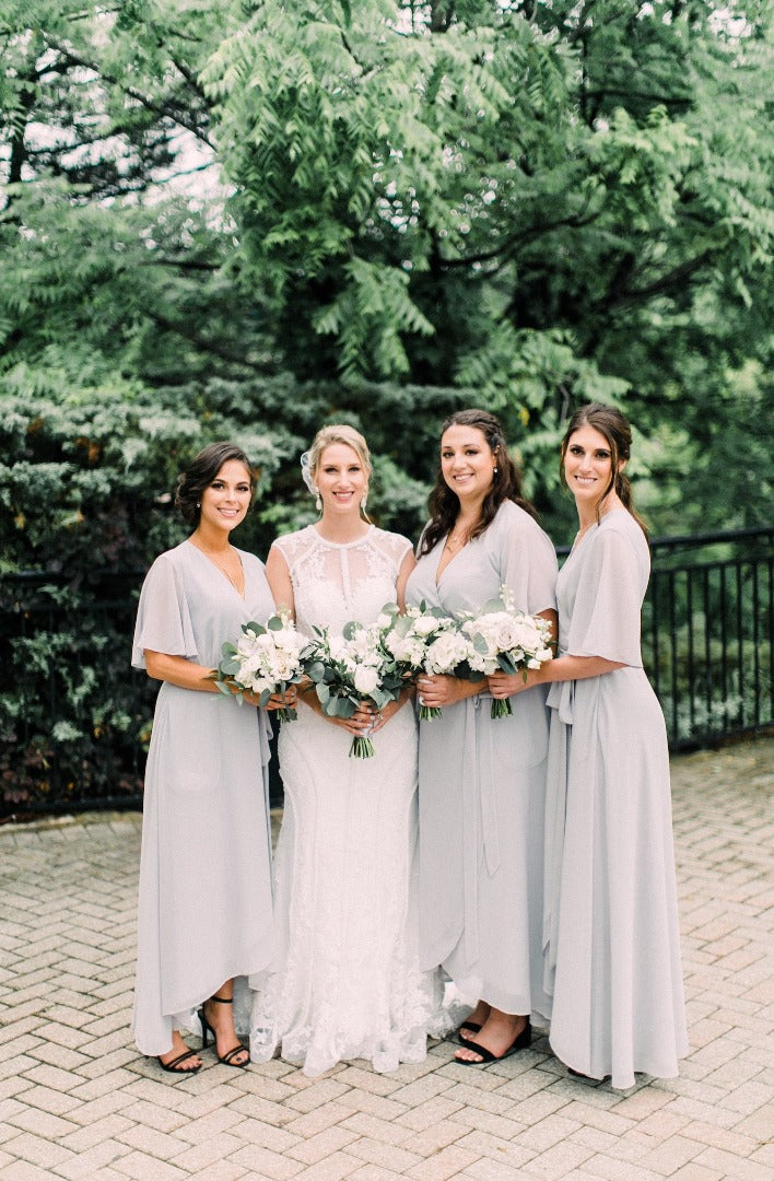 modern chic gray bridesmaid dresses