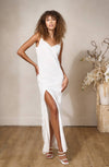 long lace maxi wedding dress with skirt slip