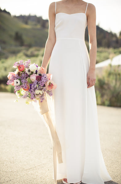 A simple and elegant sweetheart A-line wedding dress from By Catalfo in Toronto