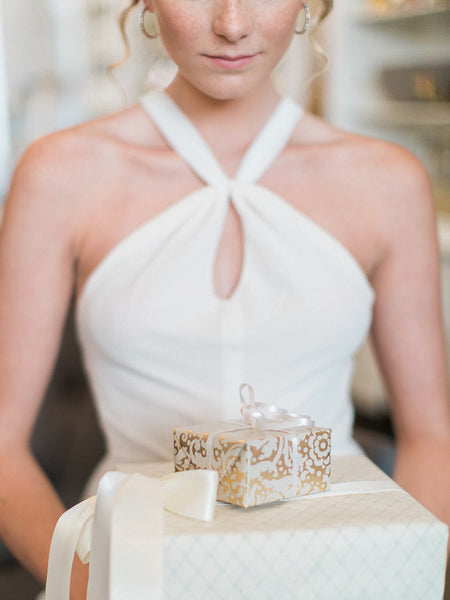 'The Knot' Dress (Custom Colour)| Simple and modern halter neck wedding dress | elopement dress in Toronto