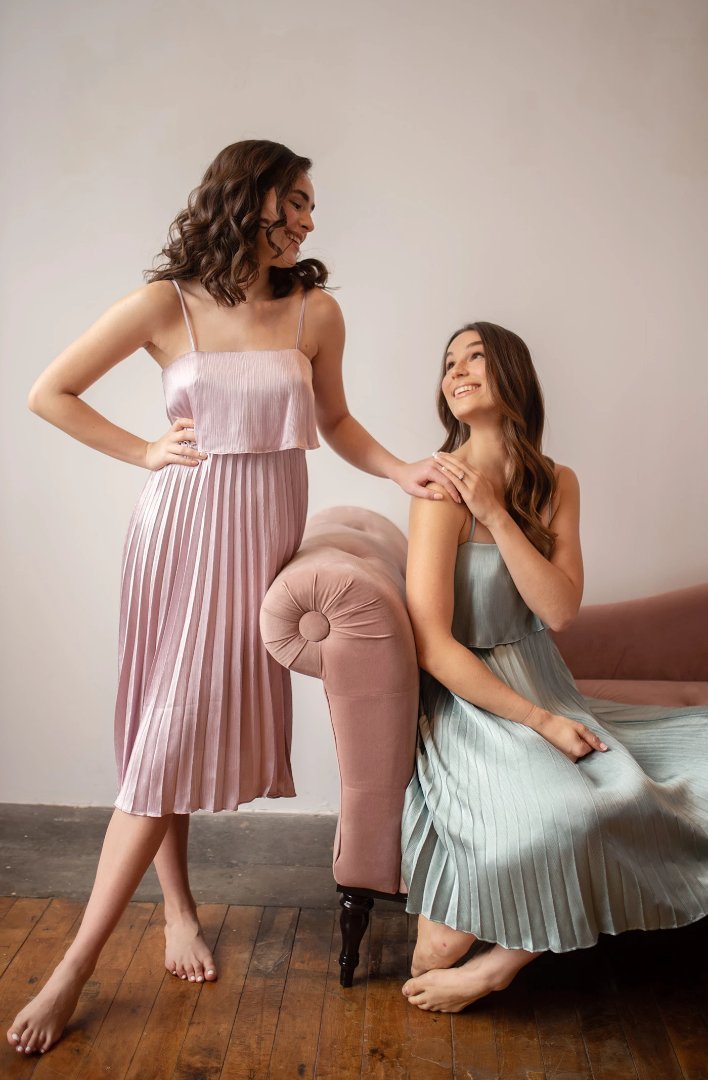 modern bridesmaid dresses with pleated skirts