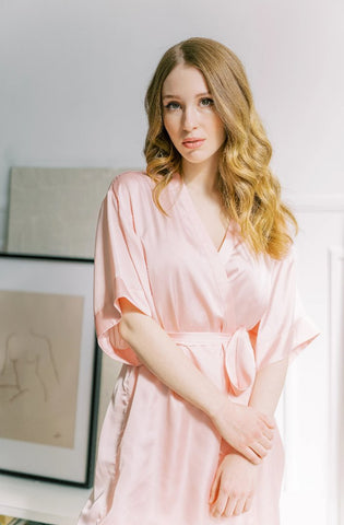 by catalfo silk robe in blush for bridesmaids and getting-ready