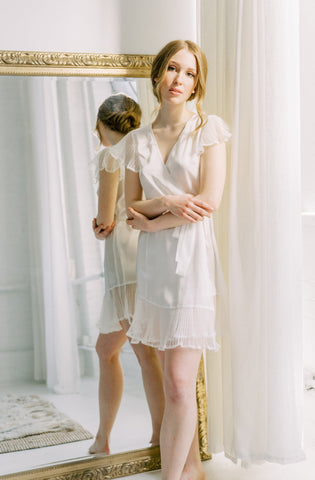 by catalfo Ocaria white bridal robe for the modern bride