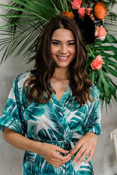 by catalfo tropical palm print getting ready robe 