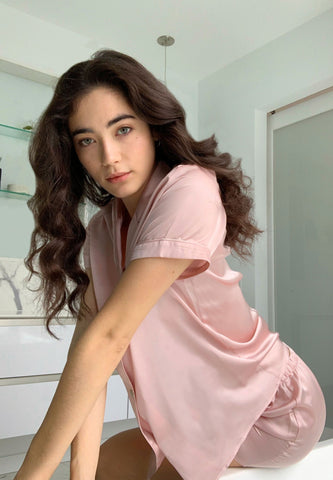 a model wearing womens blush summer pyjama set in toronto