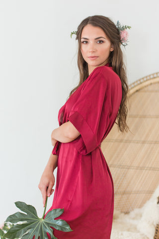 burgundy red, silky, Luxe Robe for women