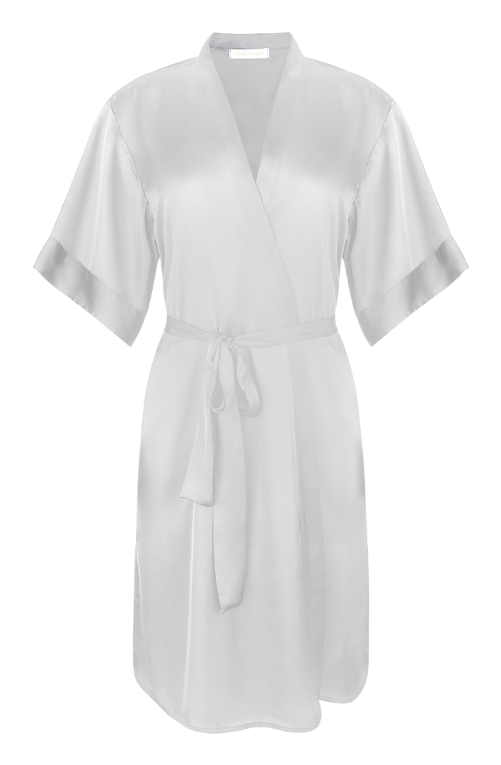 Luxury, silky robe in Chic Grey from By Catalfo in Toronto Canada