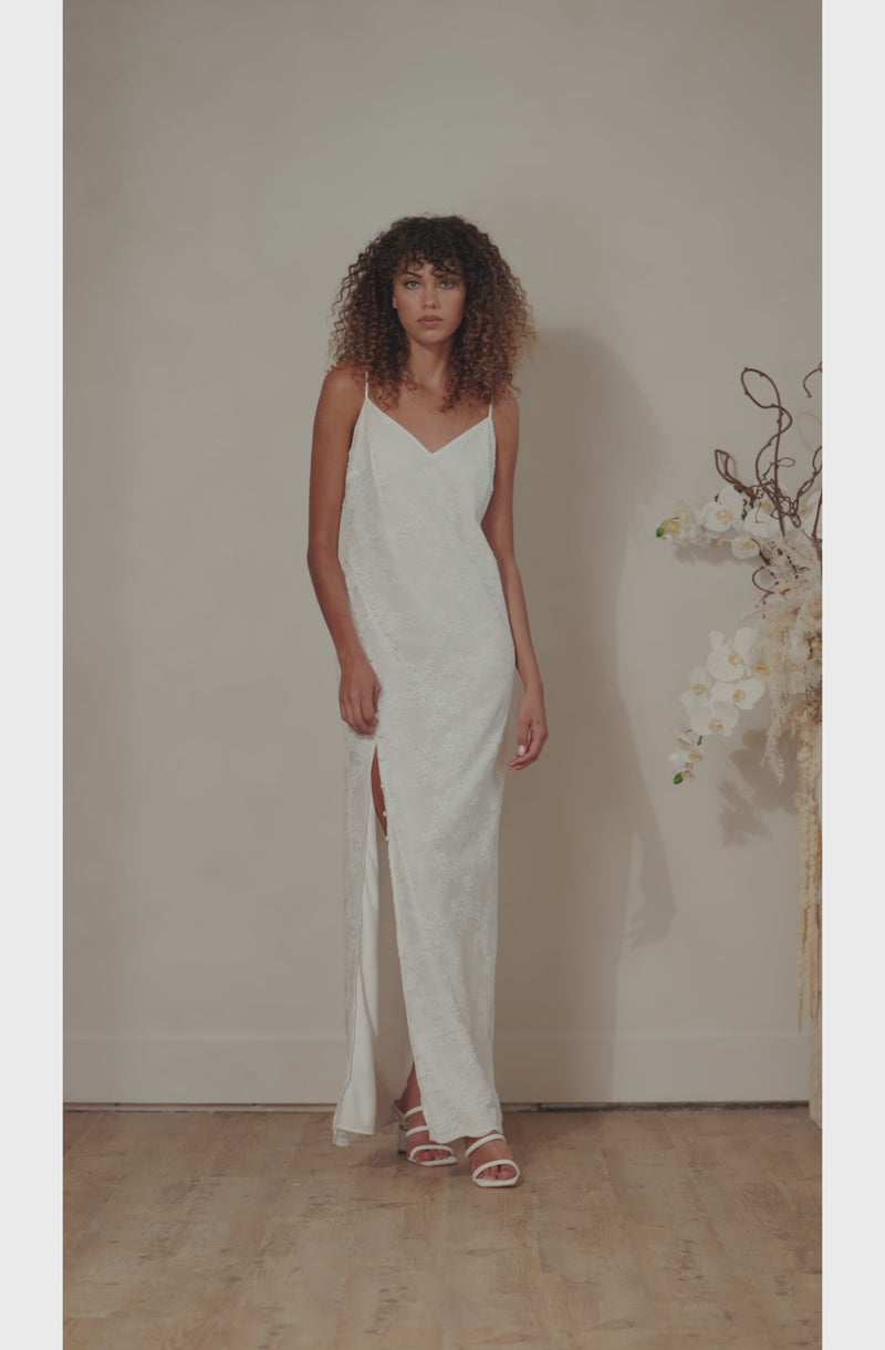 long white wedding slip dress for the modern bride