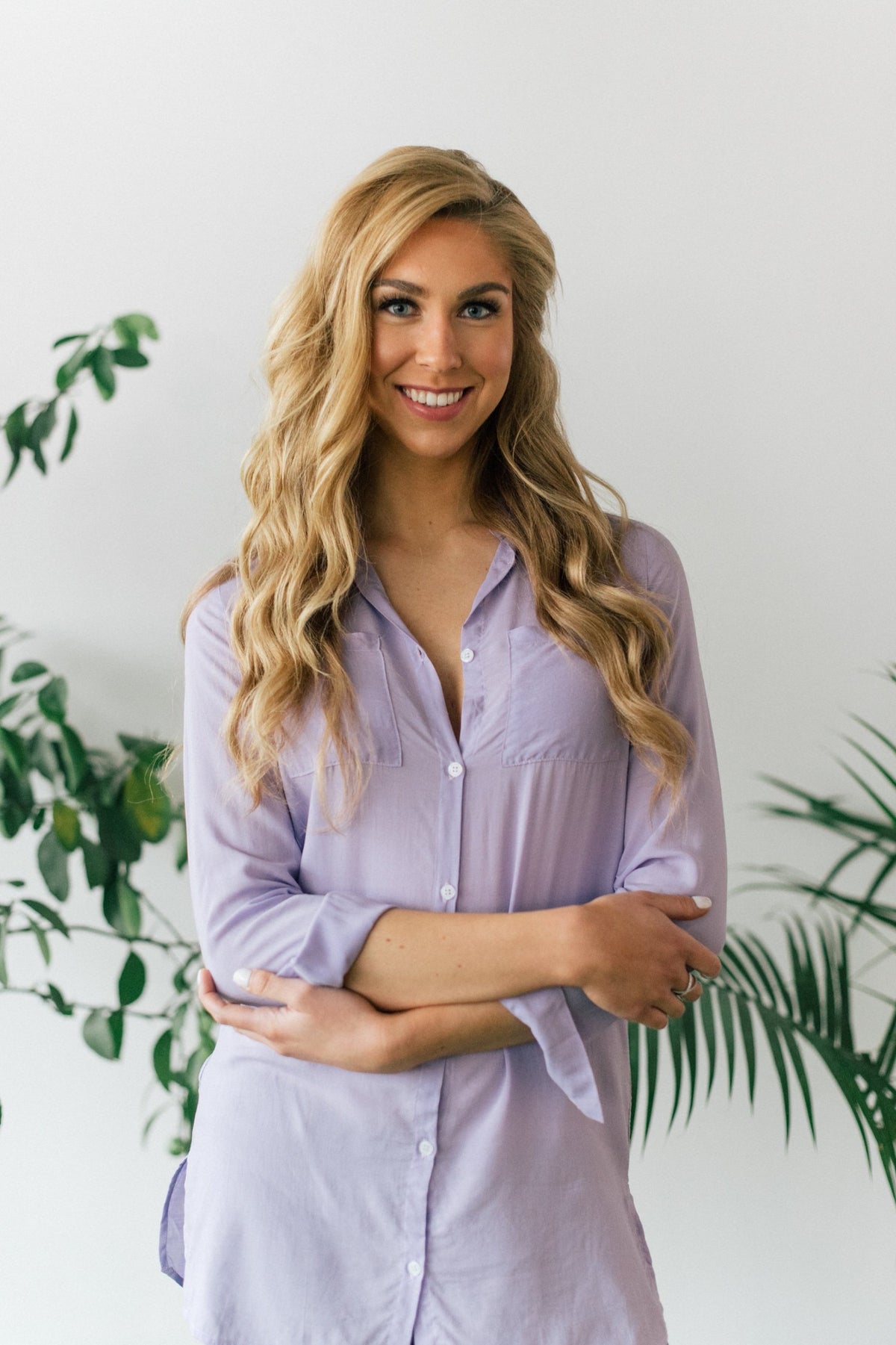 Lavender bridesmaid Boyfriend Shirt for getting ready, from By Catalfo