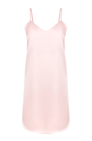 simple, silky blush slip dress